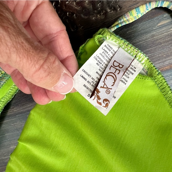 Becca triangle top size D bikini Emily side tie hipster size small *green* - Picture 7 of 12
